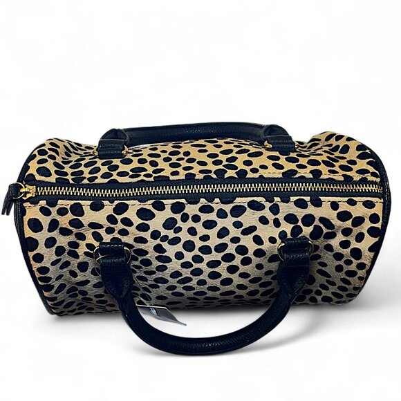 Anthropologie Cheetah Tote w/Shoulder & Crossbody Strap Black & Tan Purse - Picture 6 of 11